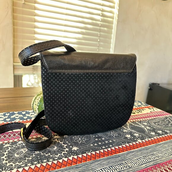 Bally Black Suede and Lizard Embossed Crossbody, Vintage, EUC - Picture 3 of 13